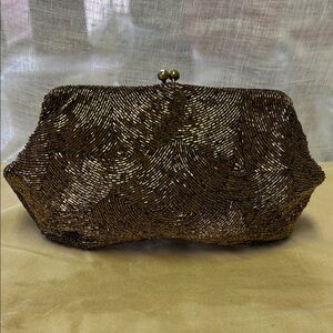 Shades of Brown Beaded Evening Clutch made in Belgium for Bonwitteller.